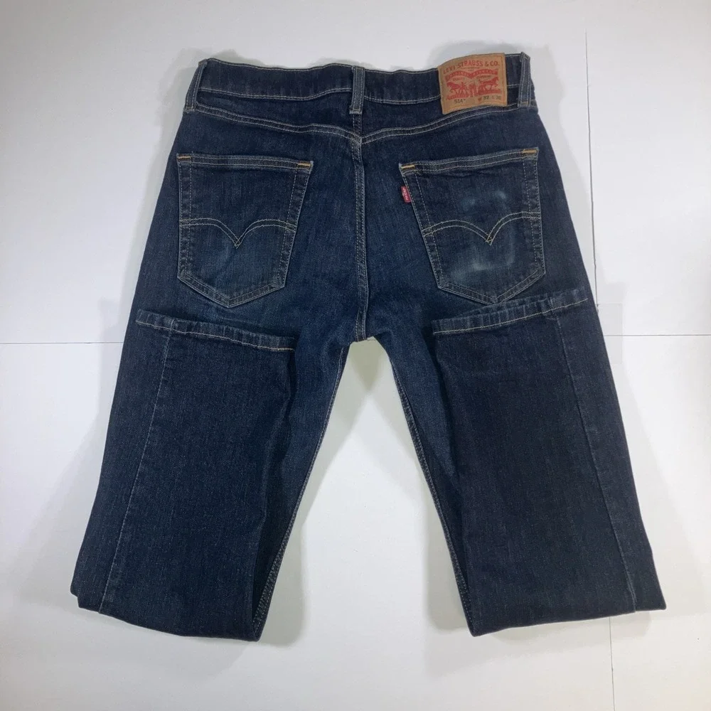 Levi's 514 Jeans Mens 32x30 Dark Wash Blue Straight Fit Stretch Denim